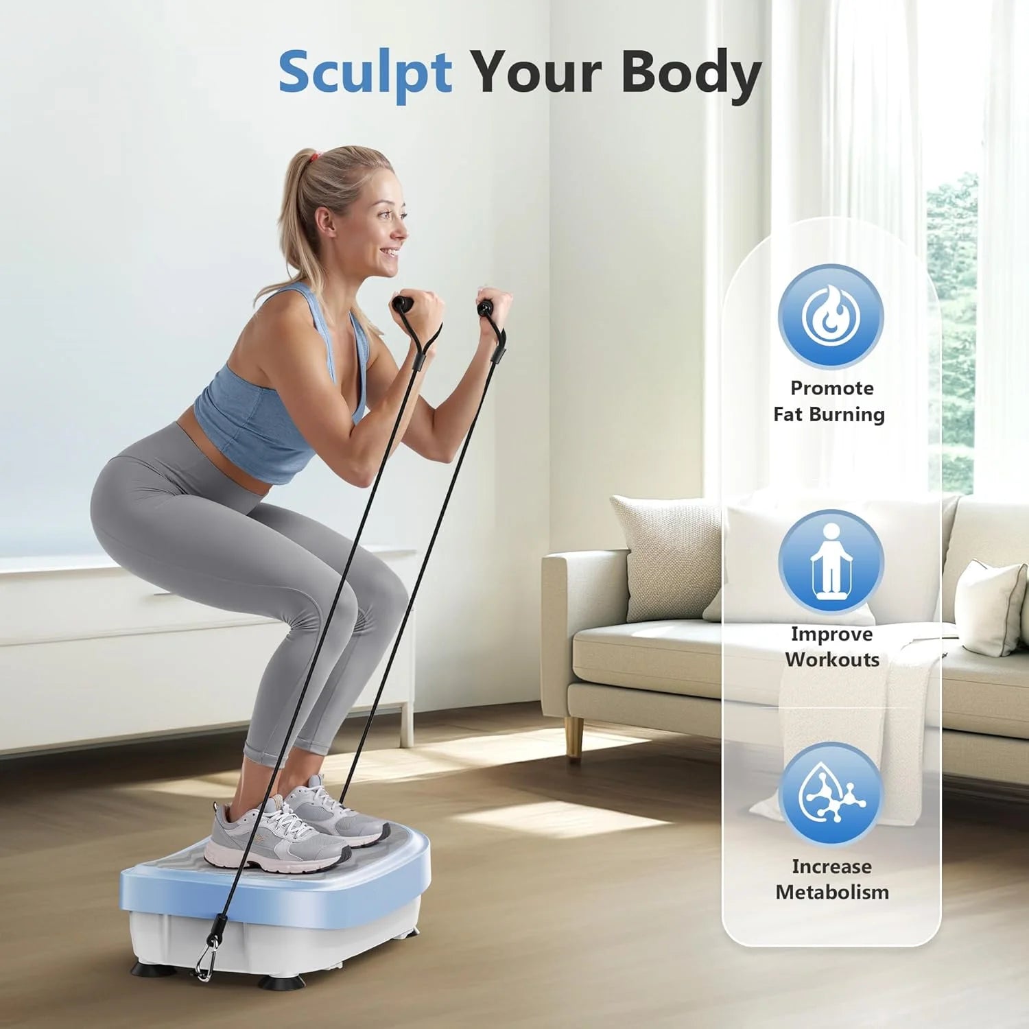 Vibration Platform Machine, Full Body Workout Vibration Fitness Platform, with Loop Bands & Remote