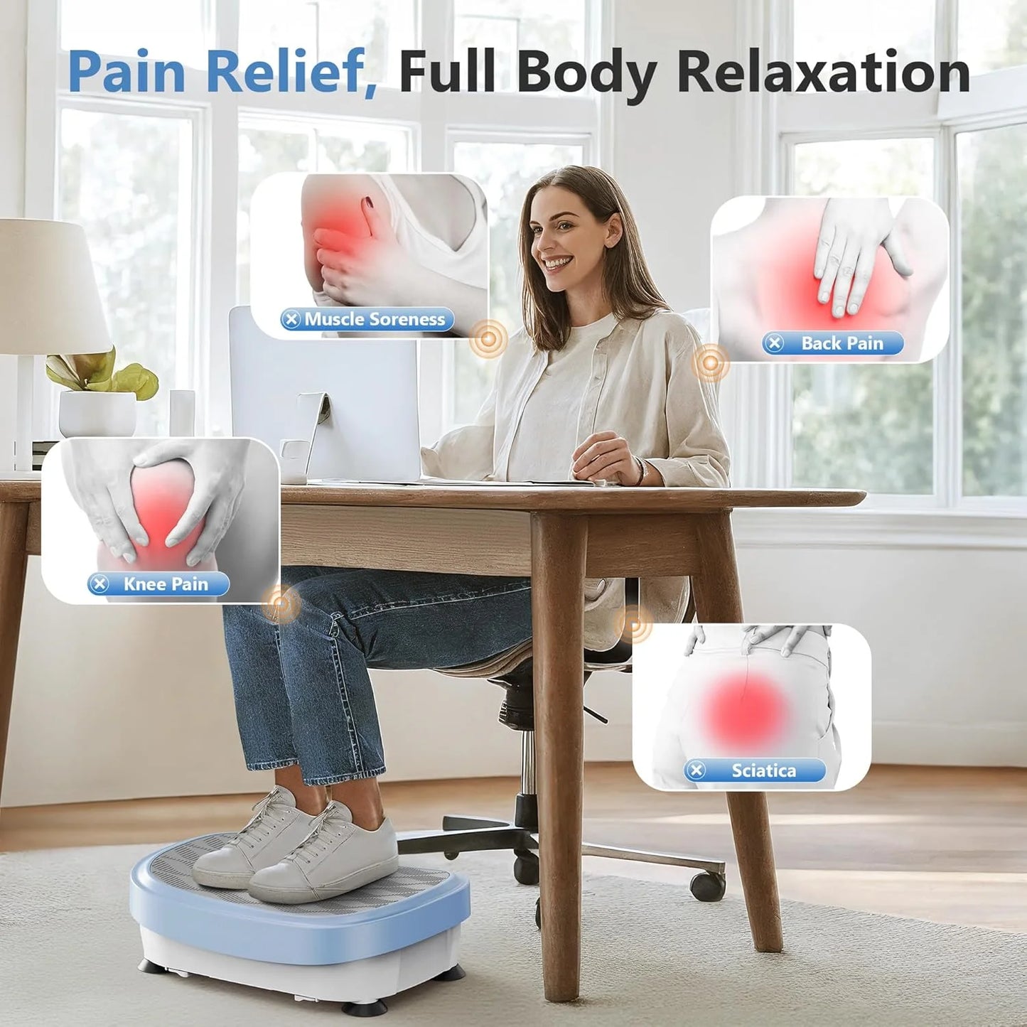 Vibration Platform Machine, Full Body Workout Vibration Fitness Platform, with Loop Bands & Remote