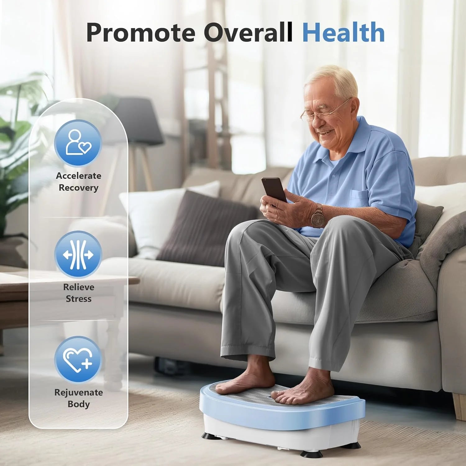 Vibration Platform Machine, Full Body Workout Vibration Fitness Platform, with Loop Bands & Remote
