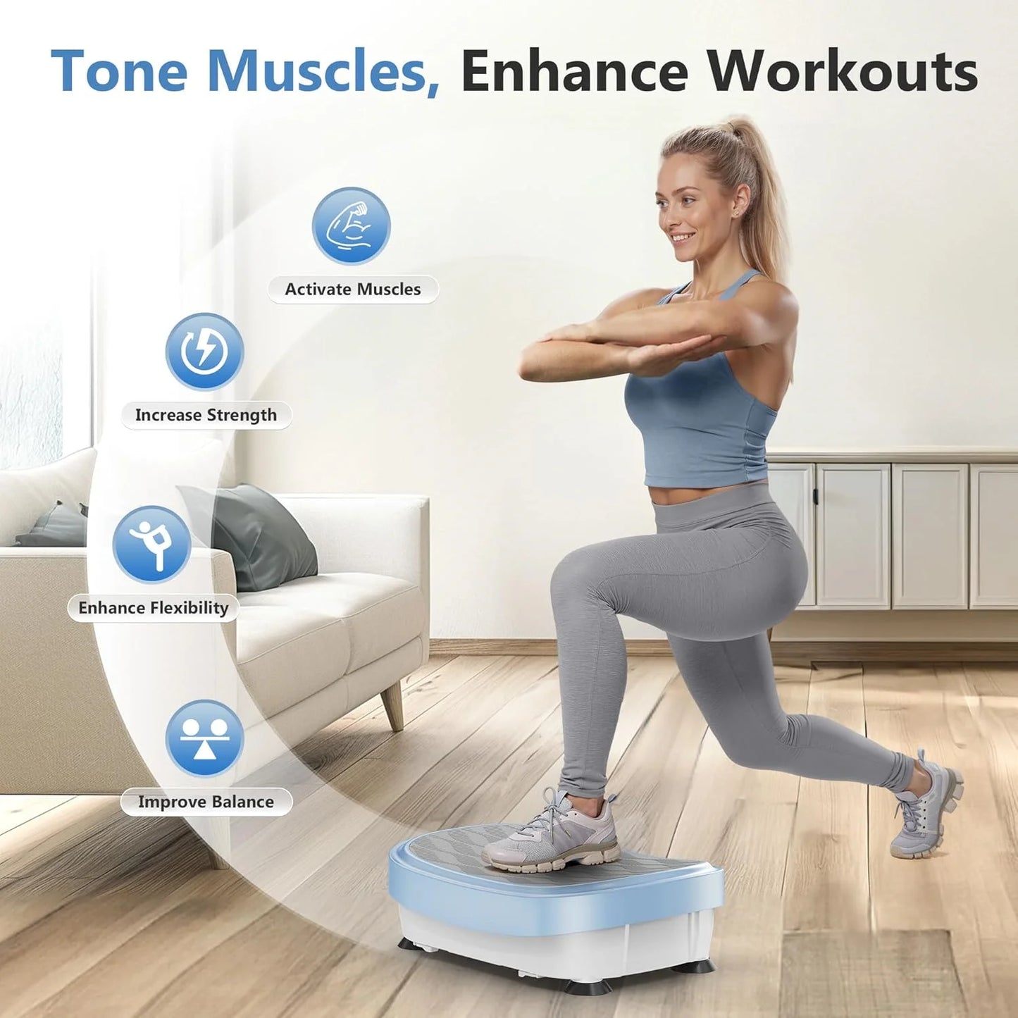 Vibration Platform Machine, Full Body Workout Vibration Fitness Platform, with Loop Bands & Remote