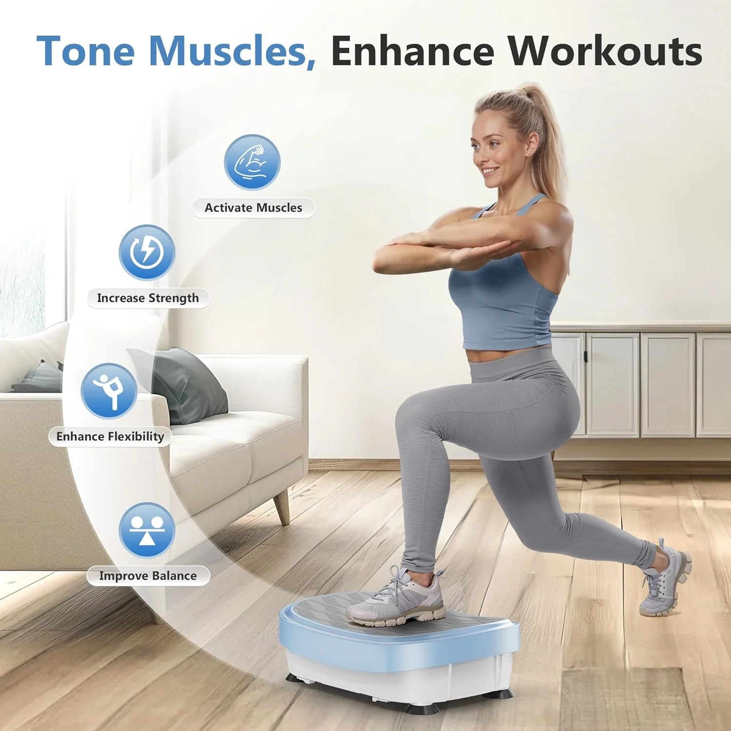 Vibration Platform Machine, Full Body Workout Vibration Fitness Platform, with Loop Bands & Remote